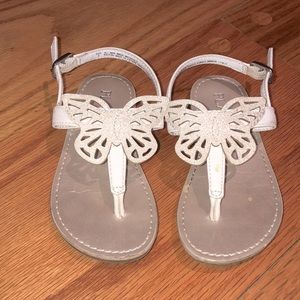 White sparkly butterfly girls sandels